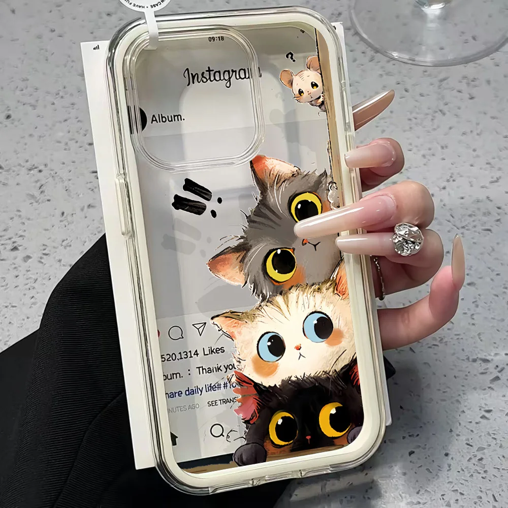 Niedliche lustige Katze Transparente Handyhülle für iPhone 17 13 16 15 11 12 14 Pro Max 17 Air XR X Hülle Silikon Weiche Stoßfeste Abdeckung – Detail 4