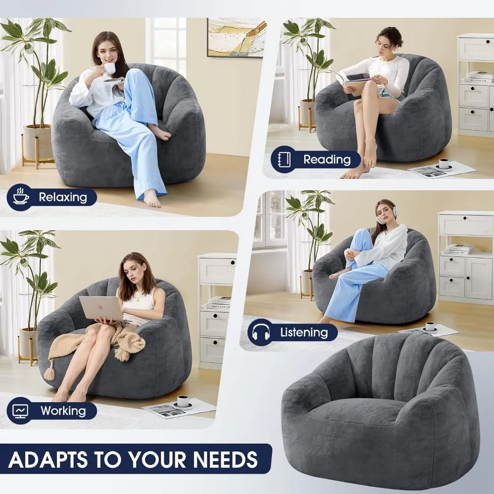 كرسي بين باج فاخر على شكل صدفة من إسفنج الذاكرة مع غطاء قماشي متين لراحة ممتازة واسترخاء #5