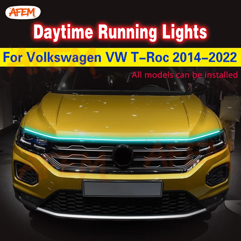 1Pcs LED Waterproof Flexible Light For VW TROC Volkswagen T-Roc 2014-2022 LED DRL Daytime Running Light Decorative Ambient Lamp
