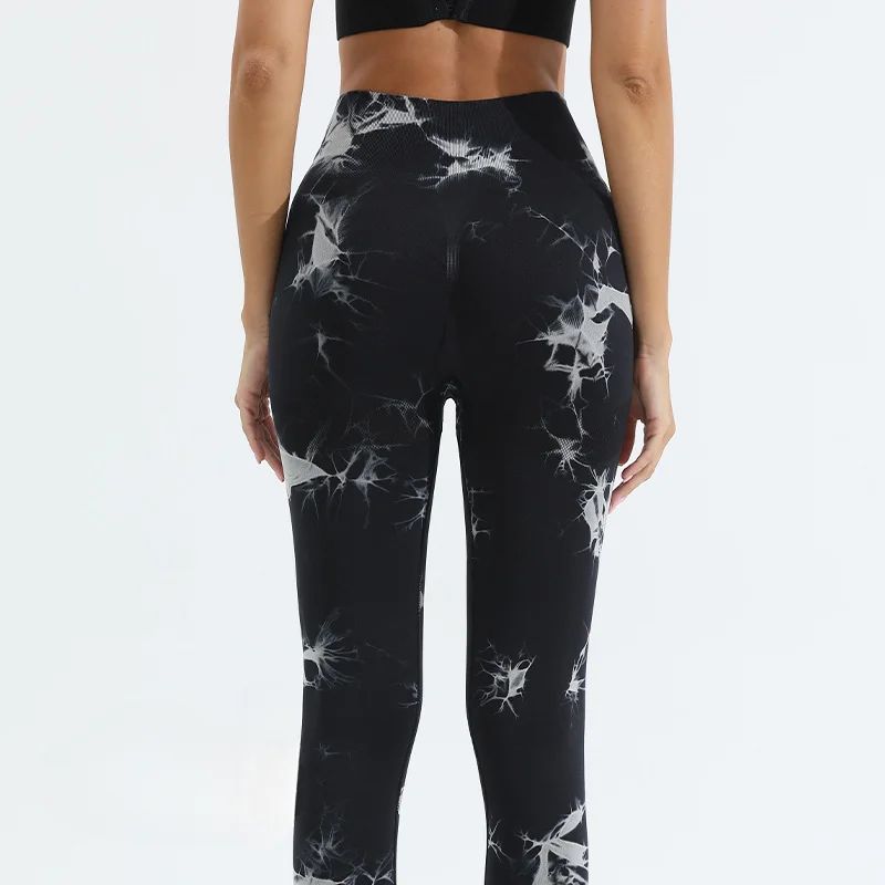 Leggings da palestra Tiedye da donna senza cuciture Mujer Push Up Booty Pantaloni Scrunch Sport Fitness Vita alta Allenamento Leggins da yoga Drop