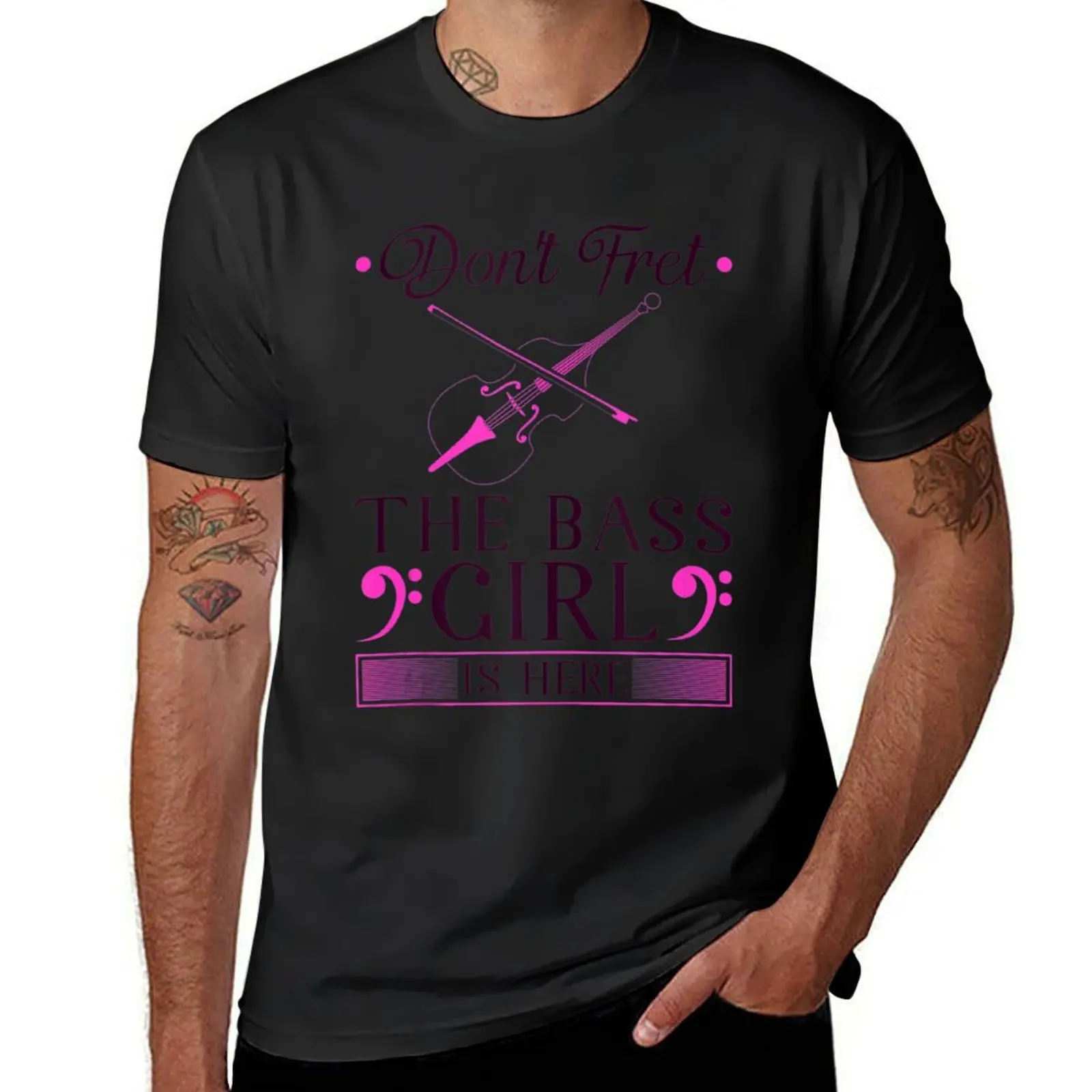 Upright Bass Fretless Double Bass Girl Contrabass Player T-Shirt customs oversizeds men t shirts