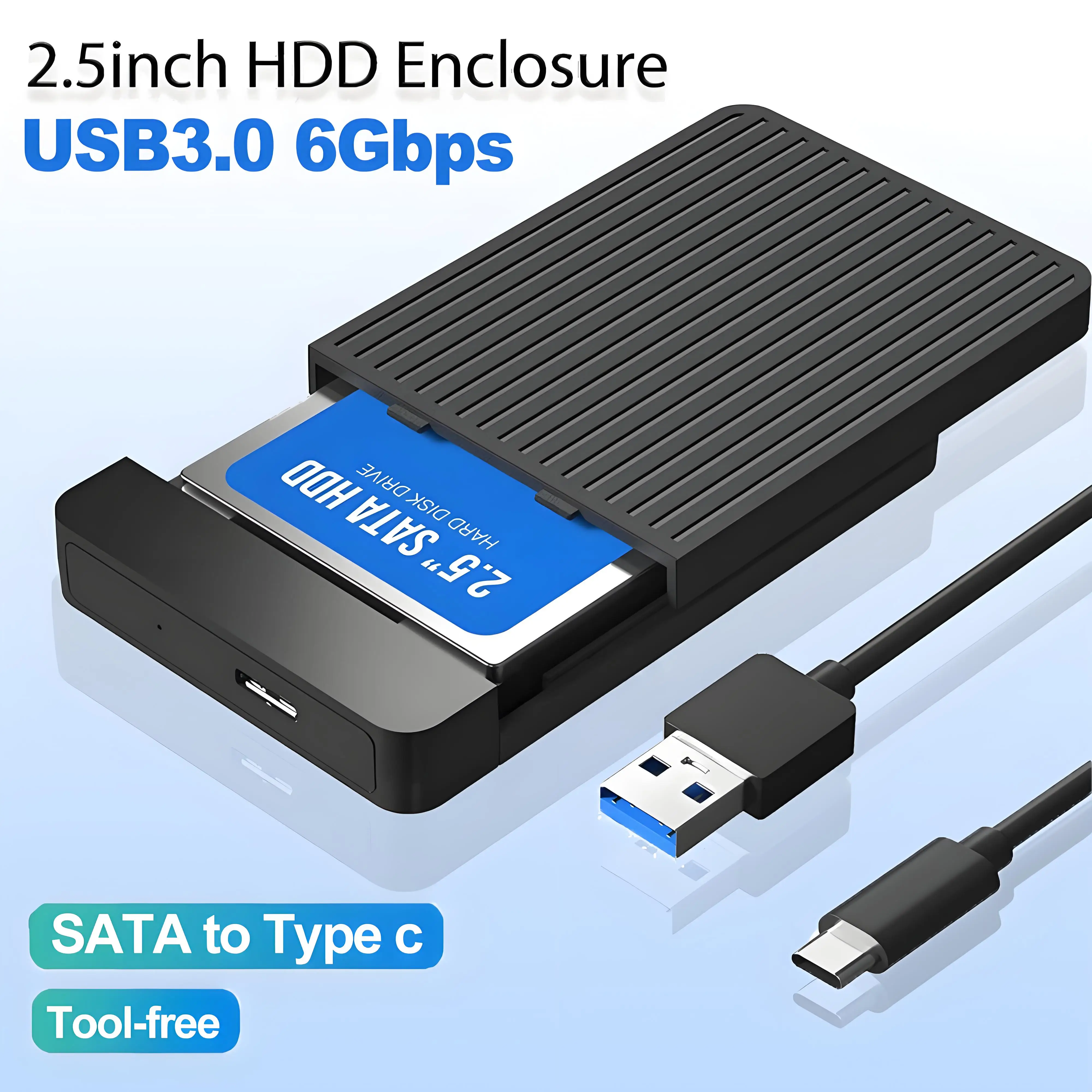 

Корпус 2,5-дюймовый HDD/SSD-адаптер SATA-USB 3.0 Корпус USB C 3.1 6 Гбит/с HD Внешний жесткий диск Корпус для ПК Диск HDD Корпус