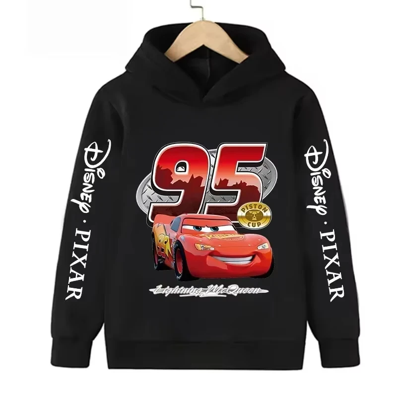 

Детская толстовка MINISO, осенне-зимняя одежда с принтом мультфильмов Disney Car Lightning McQueen для мальчиков, повседневная толстовка с капюшоном