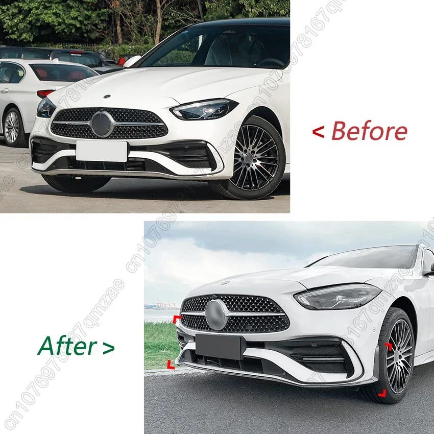 Front Bumper Lip Chin Guard Decoration Tuning Splitter Exterior Part For Mercedes Benz C W206 S206 C200 C260 C43 AMG 2022-2024