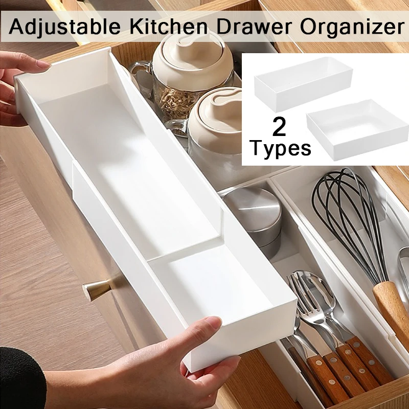 

1pc Adjustable Plastic Drawer Organizer -for Home,School Dorms,and Office Storage,Organizer for Kitchen,Desk & Drawer Organizer