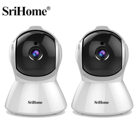 Srihome 2pcs 360° Smart Home Security Camera 2K 1080P HD Indoor Baby Security Monitor onitor WIFI Night Webcam Video IP Camera