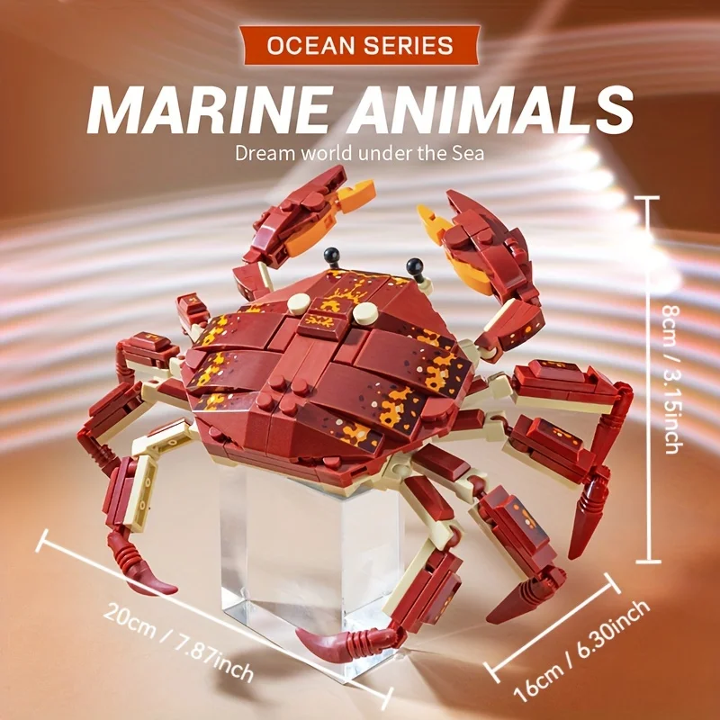 

Строительные блоки с морскими животными, игрушки-головоломки для молодых, краб, подключаемый лобстер, акула, черепаха, морская звезда, кит, модель игрушки для студентов