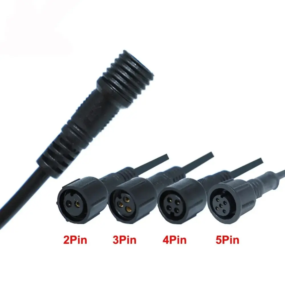 IP67 Male to Female Led Connector 20CM Black Cable 2Pin 3Pin 4Pin Jack 2Pin 3Pin 4Pin Waterproof Wire Led Connector