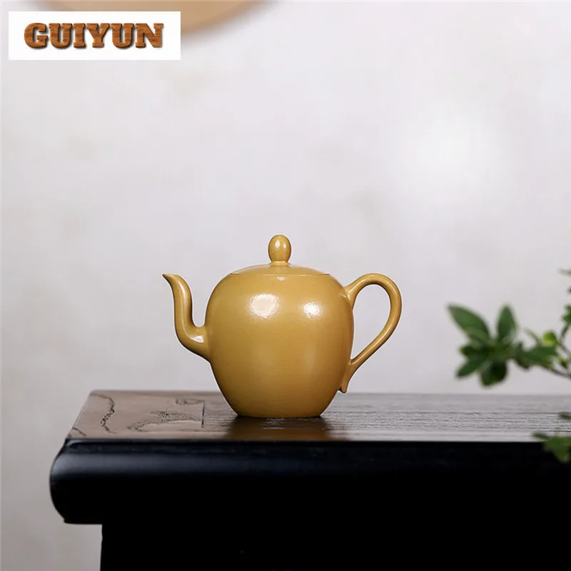 120ml High-end Yixing Purple Clay Teapots Handmade Beauty Shoulder Pot Raw Ore Gold Zhu Mud Kettle With Strainer Zisha Tea Set