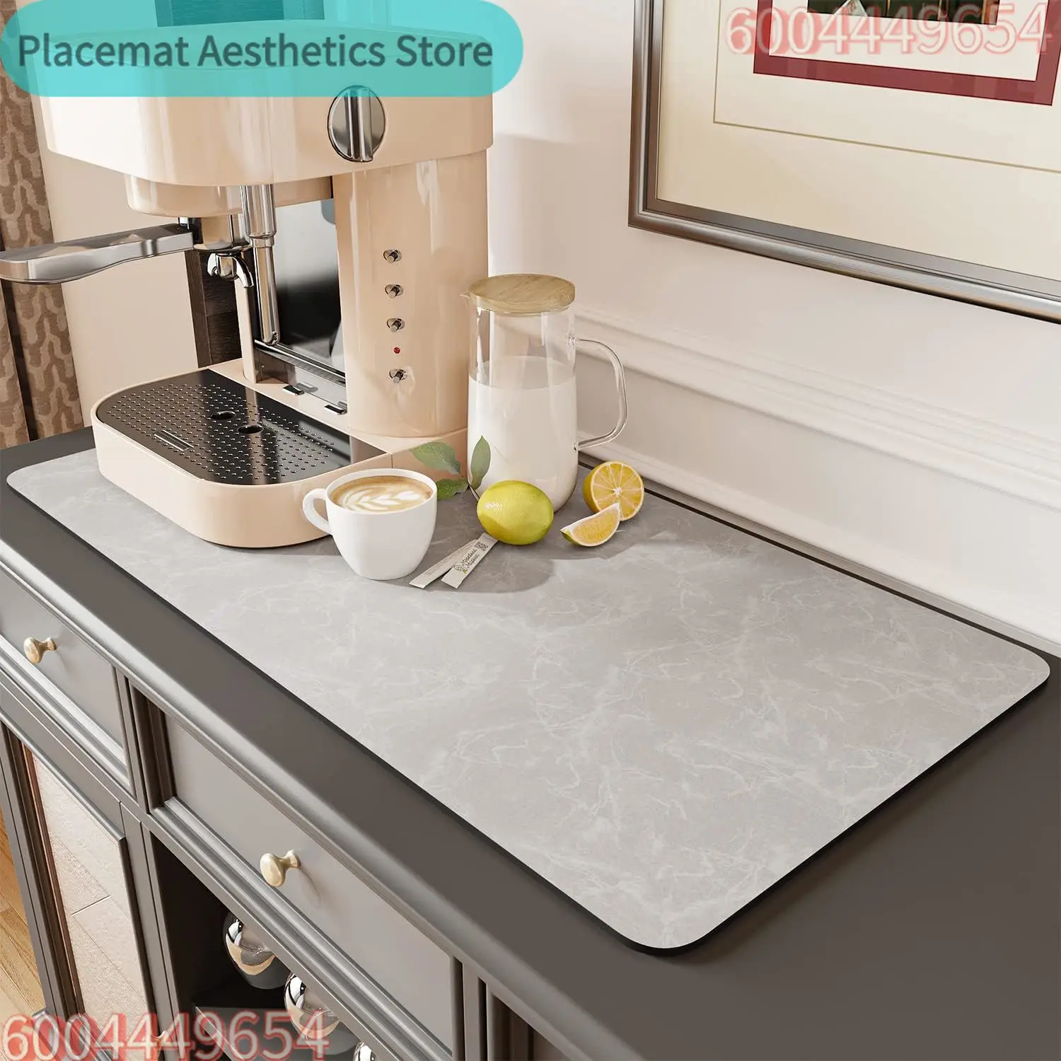 VIKAMA Coffee Machine Mat Rubber Backing Water-Absorbent Dish Drying Pad Kitchen Worktop Drainage Mat Home Decor