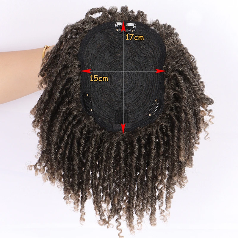 Synthetic 6Inch Short Dreadlocks Topper Wigs Crochet Braids Faux Locs Clip Wig for Men Women