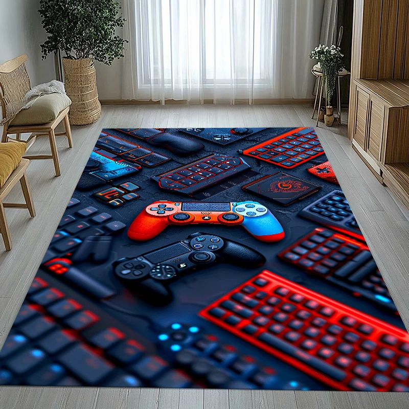 Cartoon Game Gamer Zone Controller Logo Living Room Non-Slip Area Rug Soft Carpet for Bedroom Playroom Sofa,Home Decor Doormat