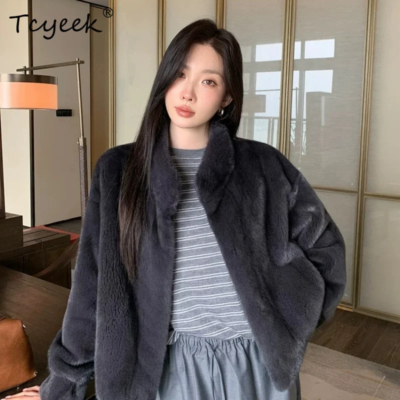

Tcyeek Natural Mink Fur Coat Women New in Outerwears Real Whole Mink Warm Jackets Woman Fashion Winter Clothes Fourrure Femme