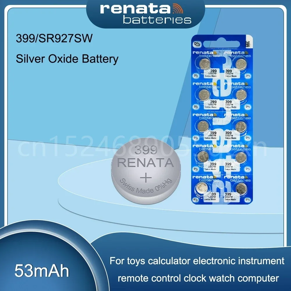 Renata 399 SR927SW AG7 LR927 LR57 395 SP399 LR927W 1.55V Silver Oxide Watch Battery for Scale Camera Button Coin Cell