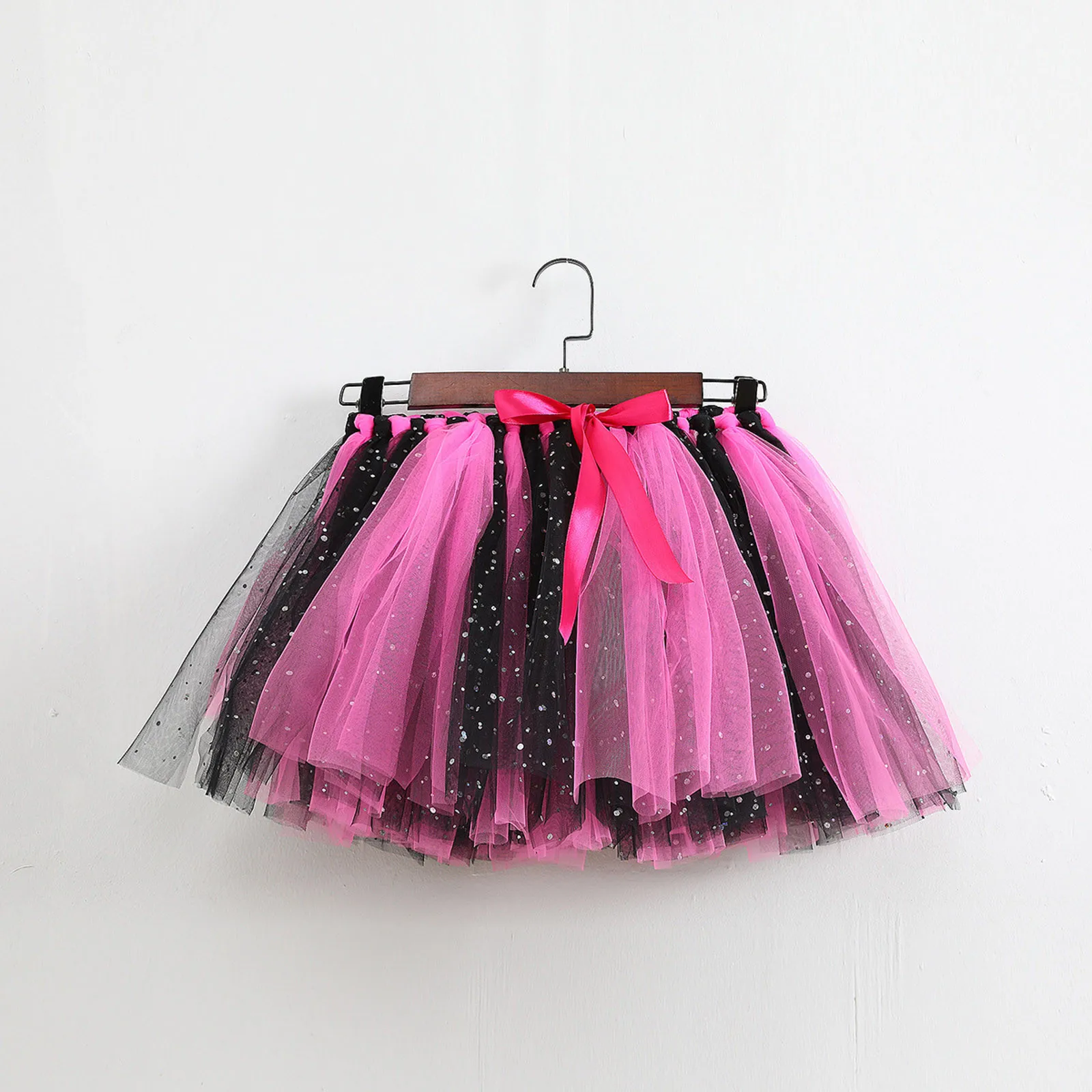 Baby Girls Pastel Tutu Skirts Kids Handmade Ballet Tulle Tutus Pettiskirt with Pink Ribbon Bow Children Birthday Party Skirts