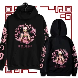 Popular Anime Print Hoodies Demon Slayer Blade Warm Fleece Japanese Street Kamado Nezuko Custom Men's Sweater Pullover Hoodies