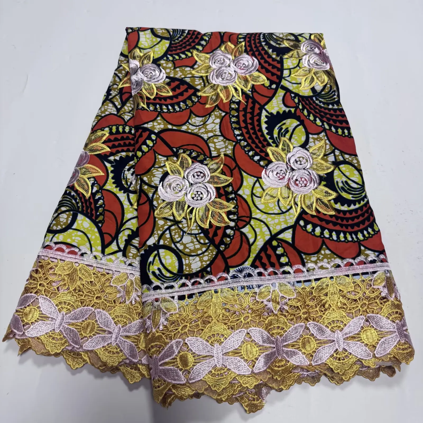 石の刺embroideredの装飾とワックスレースの生地、パーティーのイブニングドレスに適しています、最新の人気、高品質、繊細、n5628_z、6ヤード、2024