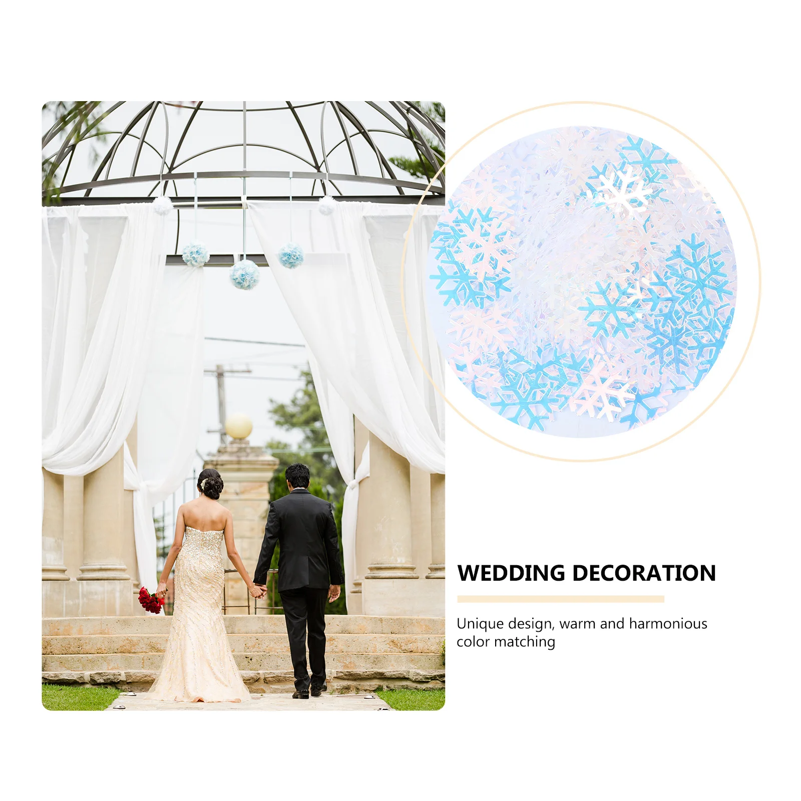 

600Pcs Snowflake Confetti Christmas Decor Xmas Table Ornament Photo Prop for Wedding Office Car Confetti