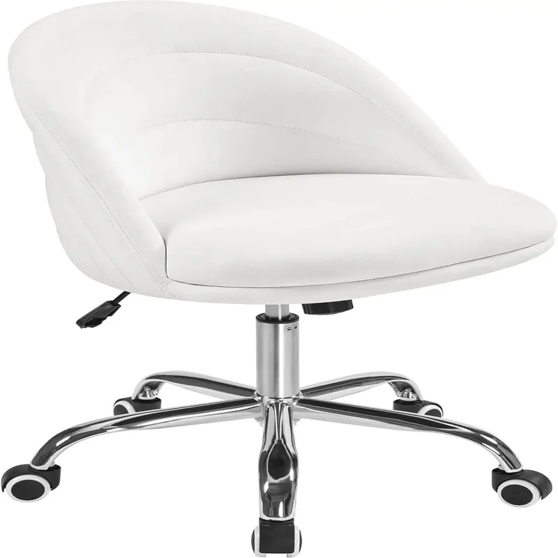 

Velvet Armless Swivel Desk Chair with Wheels, Adjustable and Comfortable Vanity or Office Chair, Soft Rocking Design