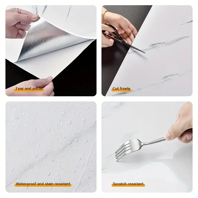 10pcs PVC Imitation Marble Floor Stickers Self-adhesive Wall Stickers Waterproof Bathroom Living Room Moden Decor Decals 60*30cm