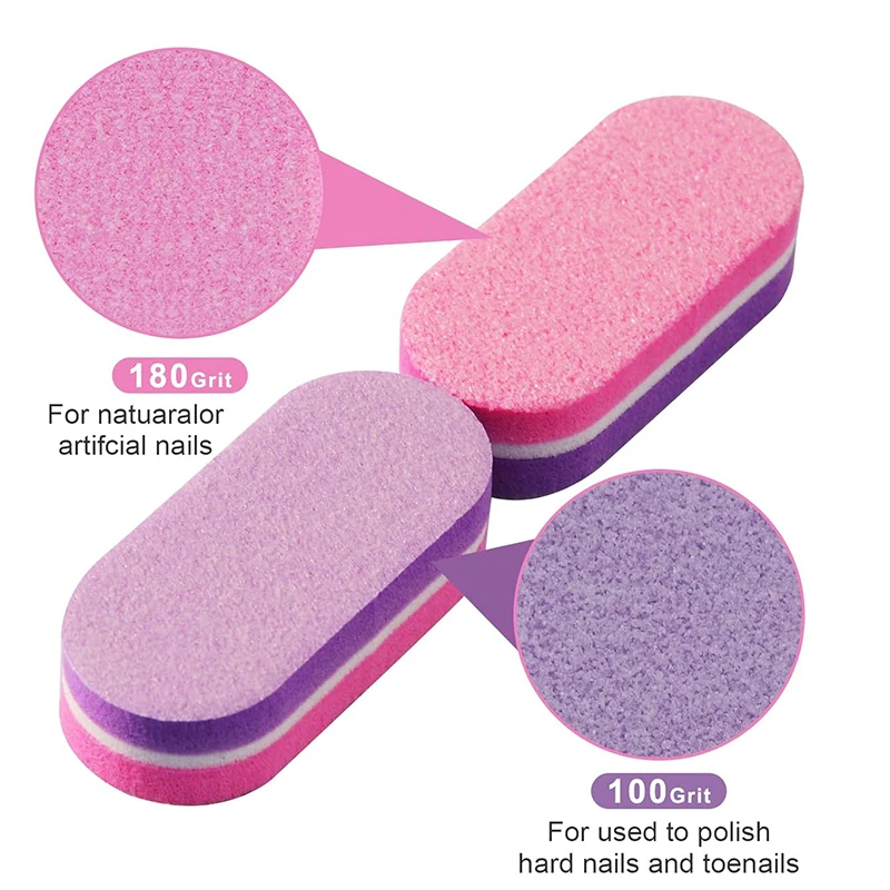 100/50pcs Mini Sponge File Nail Buffer Block Double Color Buffing Sanding Files Pedicure Manicure Tool Gel Suplies Accessories