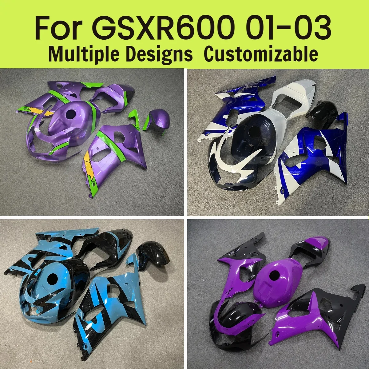For GSXR 600 750 2001 2002 2003 High Quality Fairings GSXR600 GSXR750 01 02 03 Motorcycle Plastic Body Set Fairing Kit
