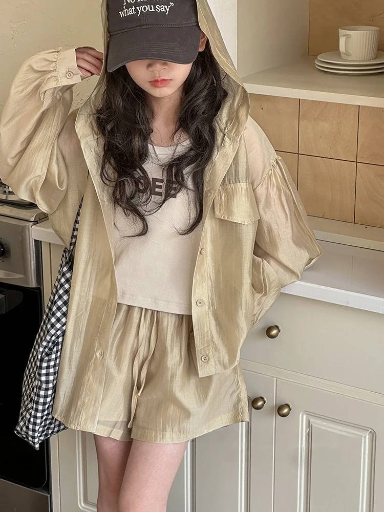 children's-faionable-sun-protection-clothing-set-tee-pieces-casual-summer-wear-for-girls-korean-sle-polyester-fiber