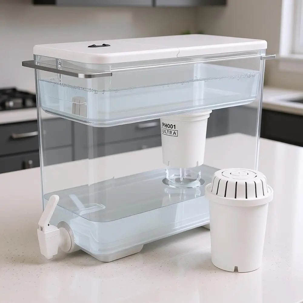 

Настольный фильтр-диспенсер для воды, большая емкость, минерализованная щелочная вода, без BPA, 96 галлонов/фильтр (белый, 1 фильтр в комплекте)