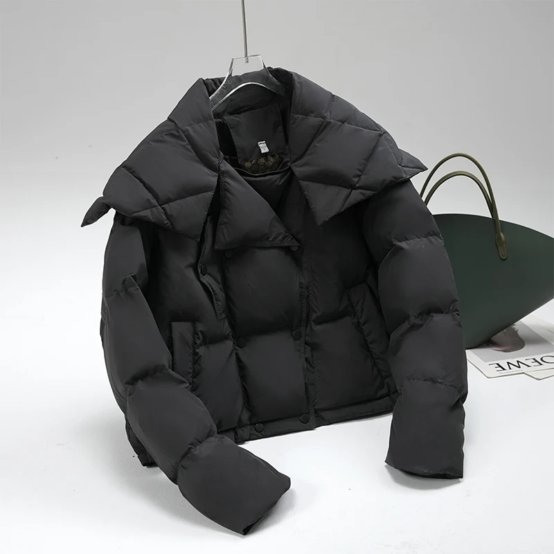 2024 New Winter High-end Advanced Designed Niche Fashionable Short Korean Style Thickened Large Lapel Bread Warm Women's Jacket