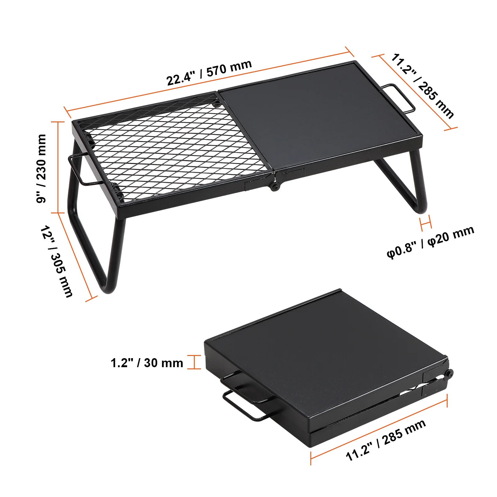 

Heavy Duty Steel Mesh Grate,18" / 22.4" Portable Camping Grates Over Fire Pit,Camp Fire Cooking Equipment with Legs Carrying Bag