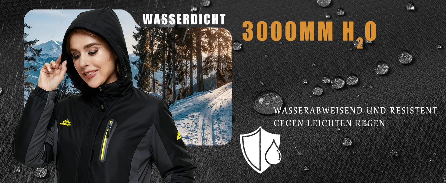 TACVASEN Womens Multi-pocket Ski Jacket with Detachable Hood Windproof Water-Resistant Fleece Lined Coat Wear-resistant Softshel