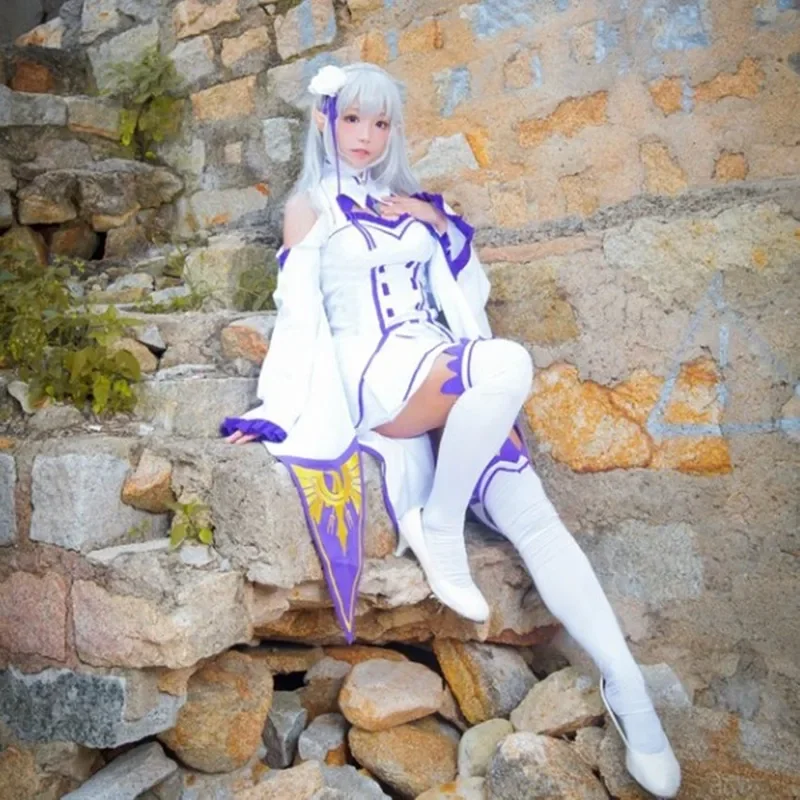 コスプレ衣装re zero kara hajimeru seikai,女性用,ウィッグ,ドレス,頭飾り,フルセット,ハロウィーンパーティー用