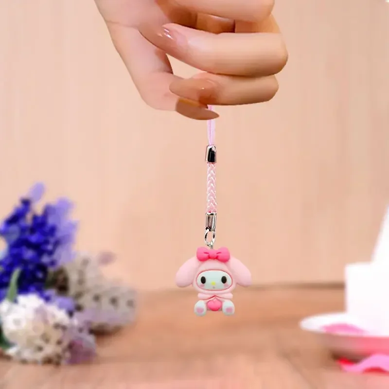 Cute Sanrio cartoon character Kuromi Hello kitty Hello kitty Cinnamoroll mobile phone lanyard Keychain Bag ornament Holiday gift view 6