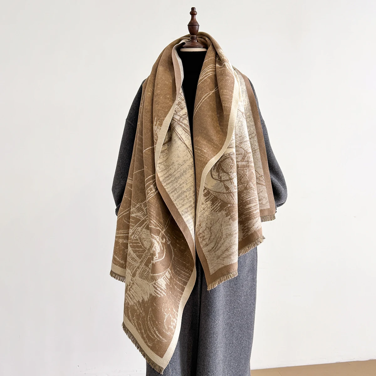 

Новый роскошный брендовый кашемировый женский шарф с принтом, зимняя теплая шаль и бандана, пашмина, женский платок, одеяло, шарфы-пончо