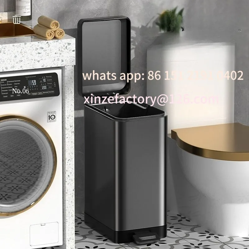 

Customizable Recycle Stainless Steel Trash Can Large Capacity Bathroom Narrow Litter Bins Luxury Kitchen Bedroom Dustb