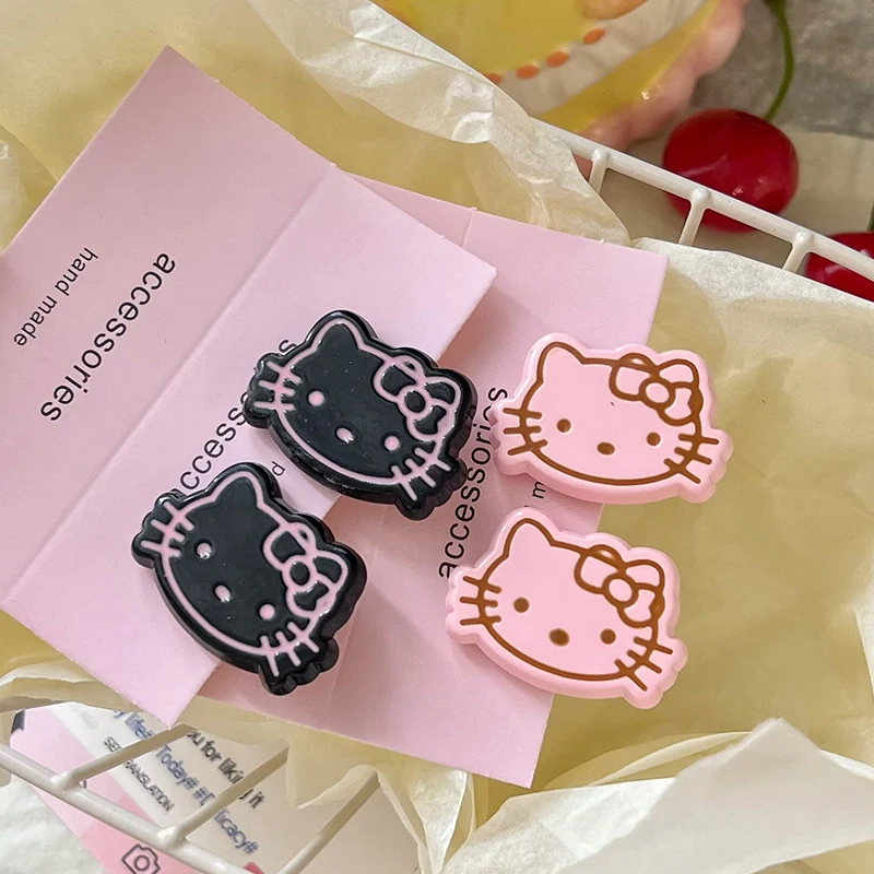 Jepit rambut Sanrio Hello Kitty lucu, 2 buah klip rambut poni samping manis, aksesori rambut serbaguna kartun hadiah