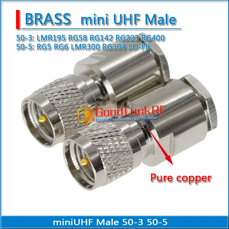 mini UHF miniUHF Male Solder For RG58 RG142 RG223 RG400 LMR195 RG5 RG6 LMR300 RG304 50-3 50-5 Cable RF Connector Coax Adapter