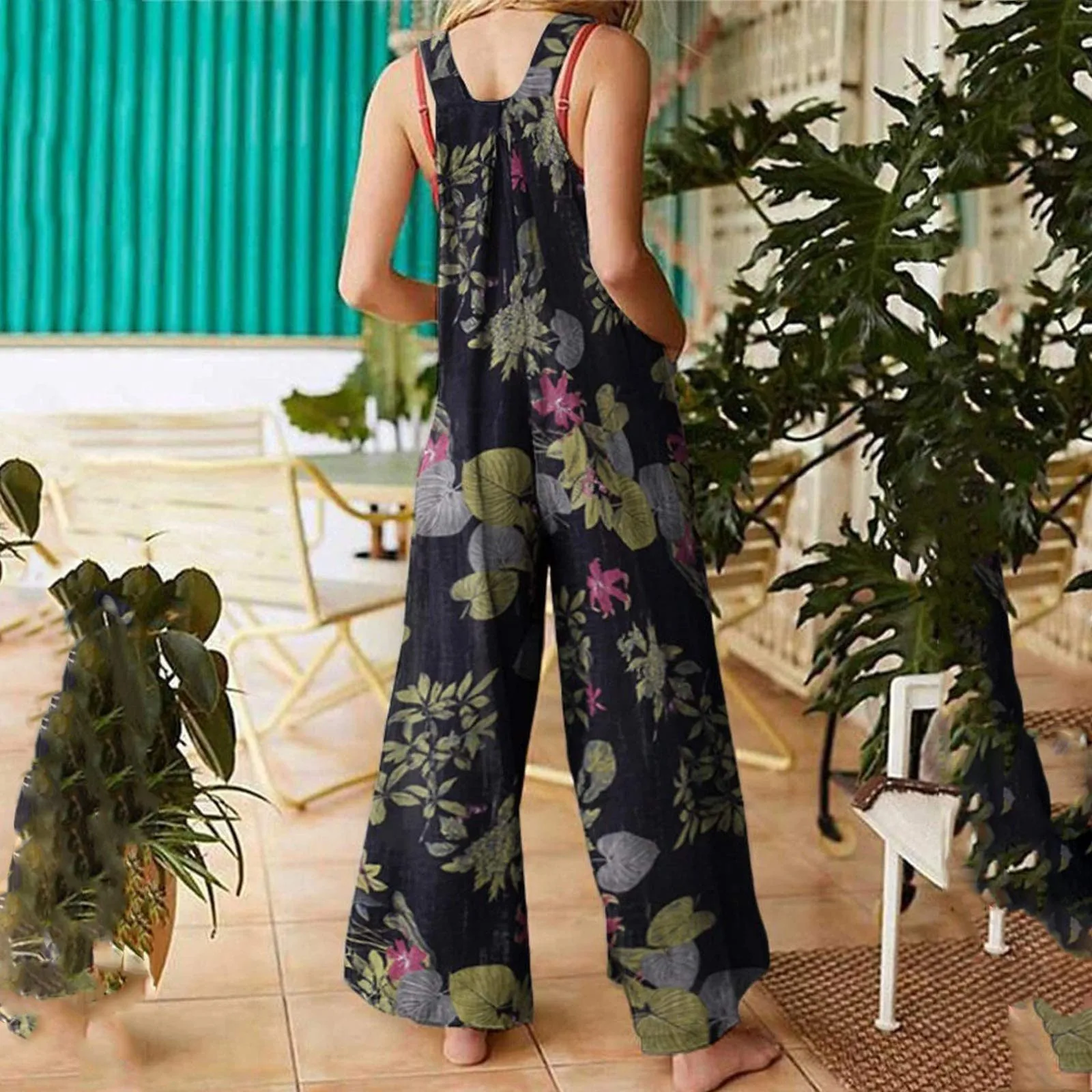 

New Women Ethnic Style Print 2025 Strap Romper Summer Wide Leg Romper Loose Casual Bib Overalls With Overalls Romper With Strap