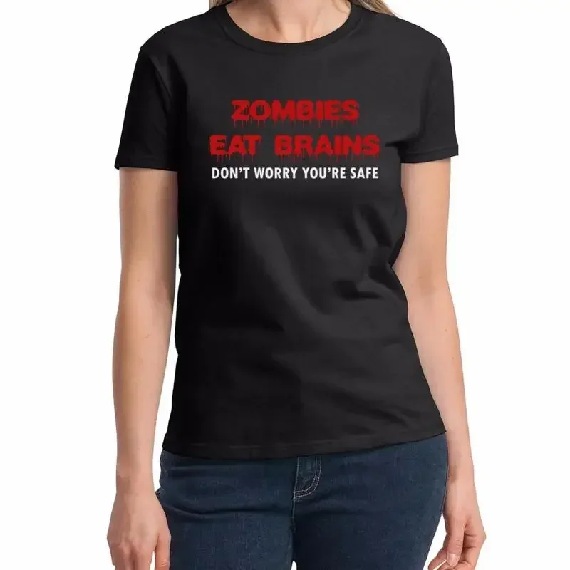 Ladies Zombies Eat Brains T Shirt Funny Humor Rude Halloween Party Idea