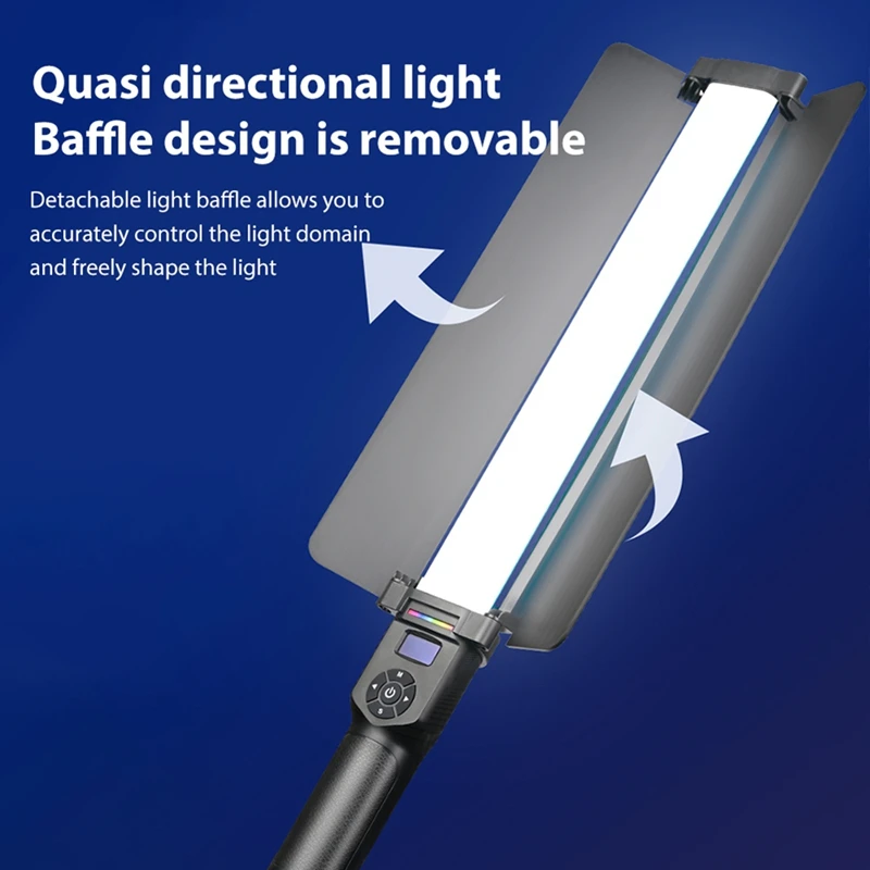 【슈퍼딜】30W 라이트 스틱 핸드헬드 RGB 라이트 튜브 LED 비디오 라이트 완드, Barndoor 2700K-8500K Vlog 라이브 스트림용 디밍 가능