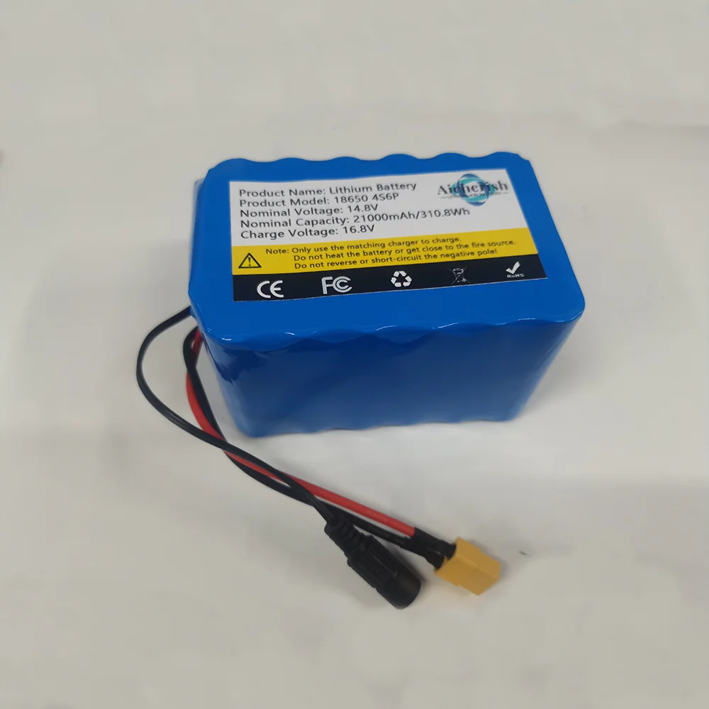 بطارية ليثيوم أيون 16.8 فولت 21000 مللي أمبير 18650 بطارية قابلة للشحن 4S6P مع BMS 12.6 فولت شاحن سعة كبيرة لدراجة الصيد