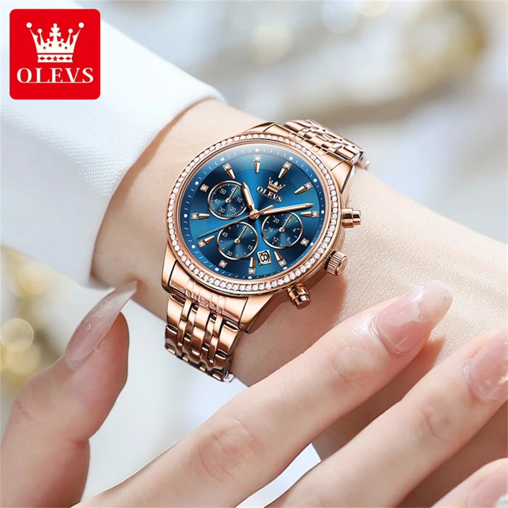 OLEVS 5582 Women\'s Watches Fashion Original Wristwatch Waterproof Luminous  Multifunctional Chronograph Quartz Ladies Watches