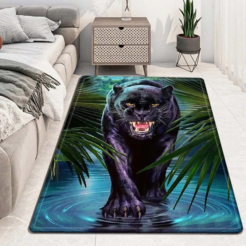 Leopard Ferocious Animal Carpet, Anti-Slip Rug, Doormat, Bedroom Floor Decoration, Living Room, Bathroom, Kitchen, Entrance