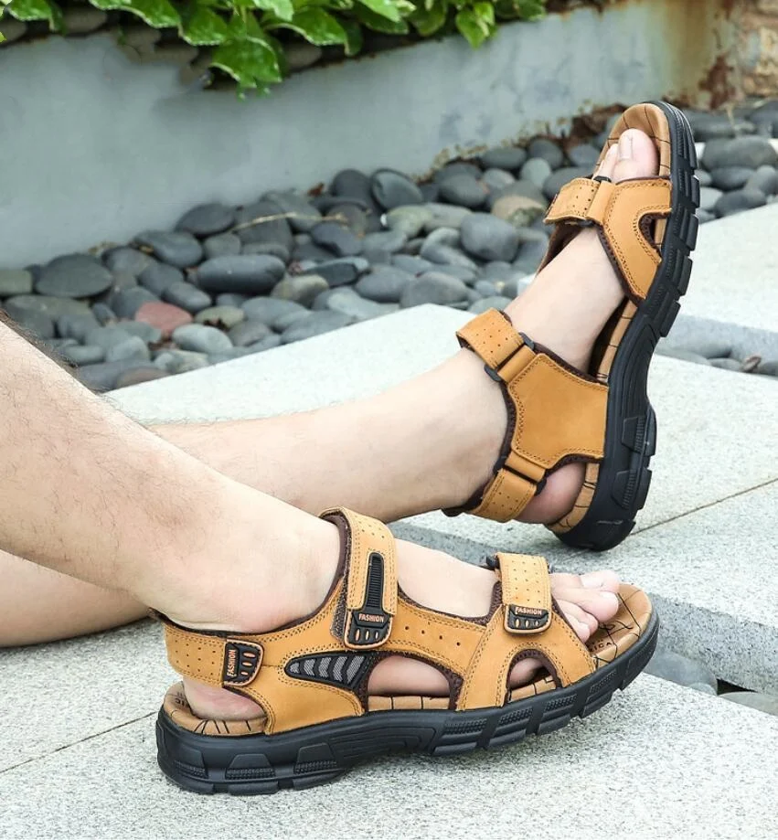 

Hot Sale Summer Men's Sandals Outdoor Non-slip Men's Beach Sandals Handmade Genuine Leather Men's Shoes Fashion Men Sneakers