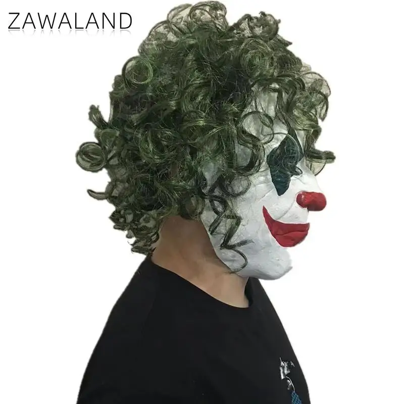 Zawaland Halloween Curly Clown Masks for Adult Movie Character Cosplay Prop Party Costume Accessories Scary Latex Headgear
