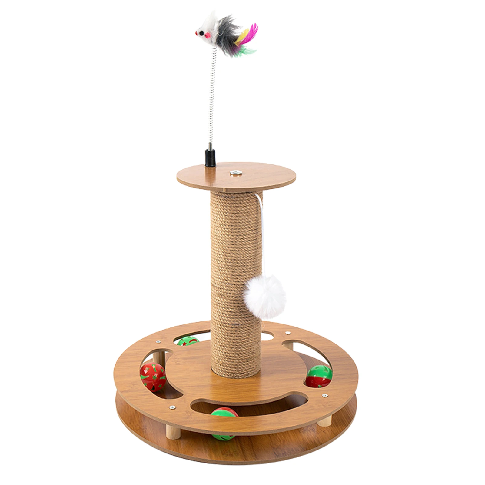 

Cat Scratching Post Automatic Cat Toy Cat Scratcher With Moving Dangling Ball And Spring Stick Toy Multifunctional Interactive