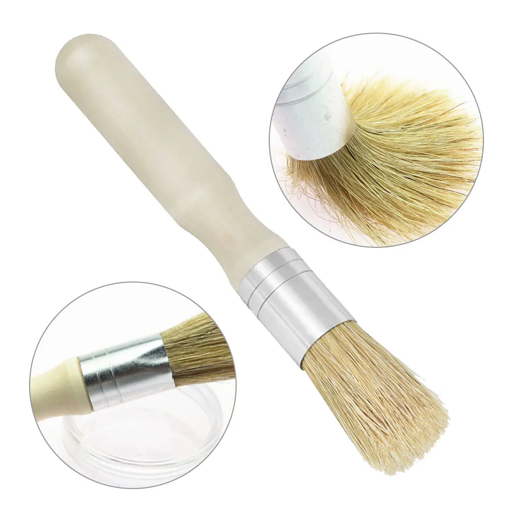

Wooden Handle Bristle Brushes for Oil Watercolor Painting Supplies Acrylic Stencil Tools DIY Crafts BBQ Safe Food Lightweight