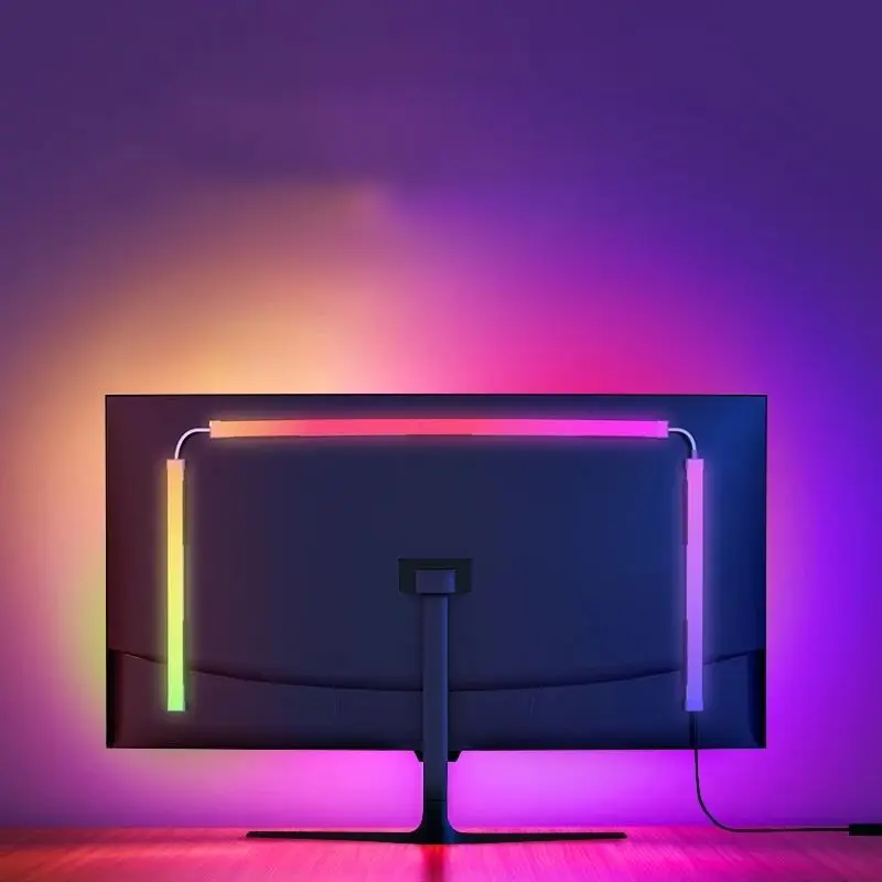 

Светодиодные ленты RGB для синхронизации музыки с клеем для монитора ПК, игровая настройка, декор комнаты, рождественские подарки, подсветка с питанием от USB