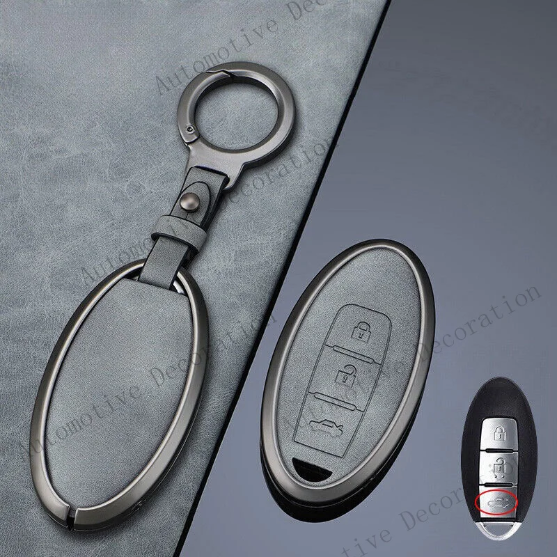 Z+ Alloy Leather Car Key Fob Case Cover For Nissan Altima Note For Infiniti Q50 Q60 view 4