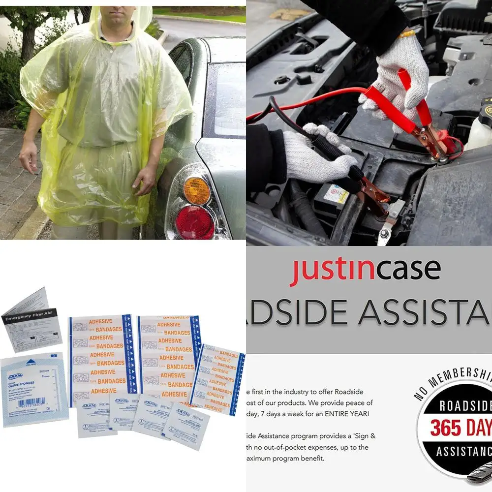 

Travel Pro Emergency Roadside Kit - Compact Car Safety Set with Jumper Cables, Tow Strap, Flashlight, Gloves, First Aid Kit & 1-